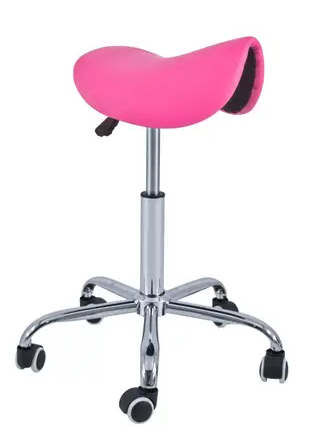 PInk Saddle Chair with 5 Leg Steel Base