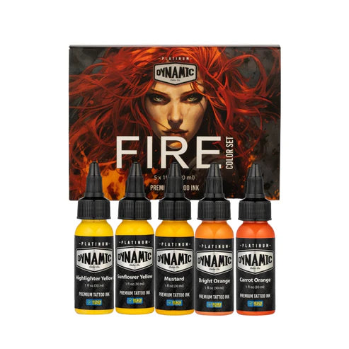 Dynamic Tattoo Ink Platinum Fire 1oz 5 Set