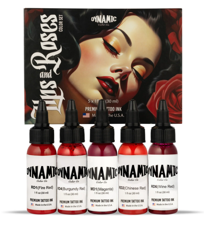 Dynamic Tattoo Ink Lips and Roses 1oz 5 Colour Set
