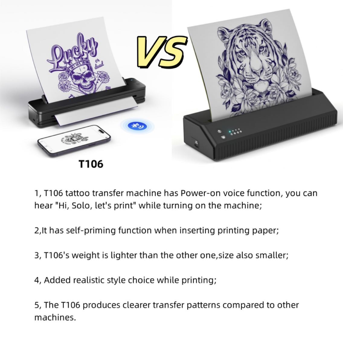 CNC T106 Portable Bluetooth Tattoo Stencil Printer