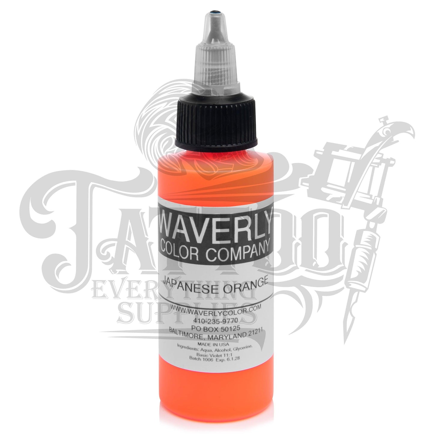 Waverly Color - Tattoo Pigment - Japanese Orange 2oz - Tattoo Everything Supplies